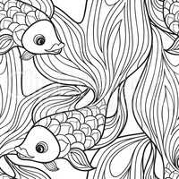 fish seamless pattern. Hand drawn doodle line decorative marine