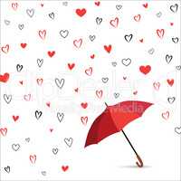 Heart background with umbrella. Love pattern for greeting card.