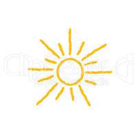 Sun icon isolated over white background. Doodle line art illustr
