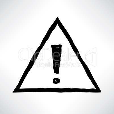 Exclamation mark. Drawn doodle line sign isolated