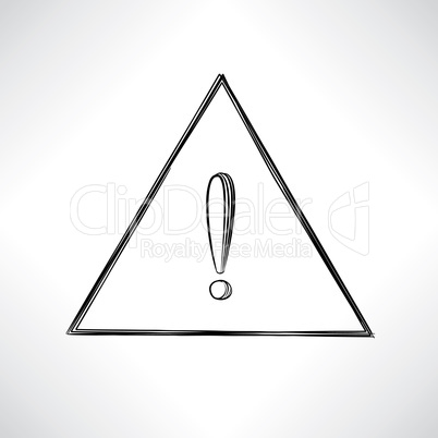 Exclamation mark. Drawn doodle line sign isolated