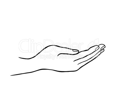 Giving hand sign. Support icon. Doodle line art sketch