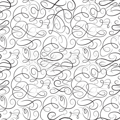 Abstract swirl line pattern. Calligraphic seamless background