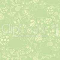 Easter egg, bunny seamless pattern. Floral holiday background.