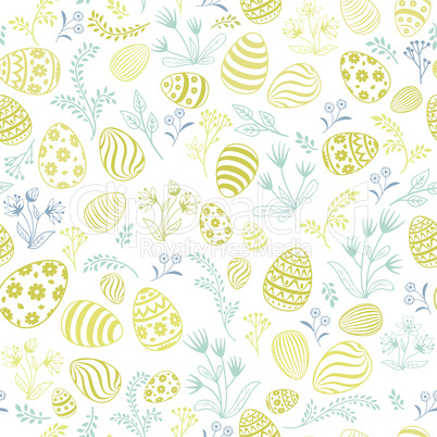 Floral holiday pattern. Easter egg seamless background.