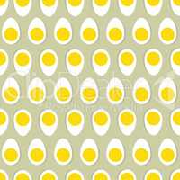 Half egg with yolk seamless ornament. Easter food tile pattern.
