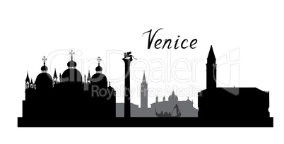 Venice city famous landmarks skyline. Travel Italy background