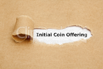 Initial Coin Offering Torn Paper Concept