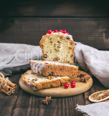 cake with raisins and dried fruits