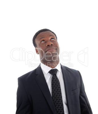 Portrait of a business man looking up