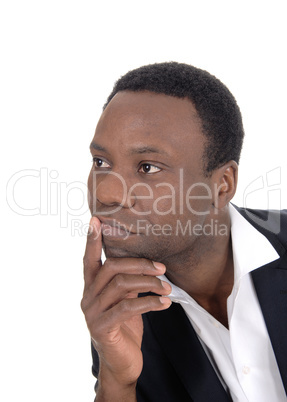 Portrait of African man with hand on chin