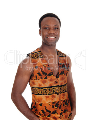 Handsome African man in a vest without shirt