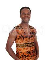 Handsome African man in a vest without shirt