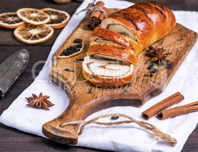 baked roll with cinnamon and nuts