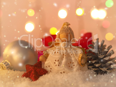 Traditional Christmas background with an angel