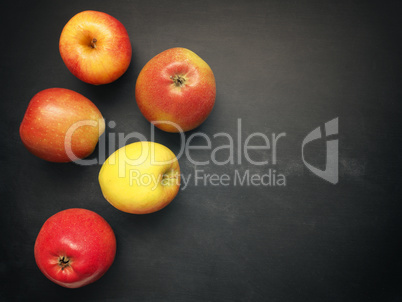 Organic apples on a chalkboard