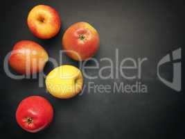 Organic apples on a chalkboard