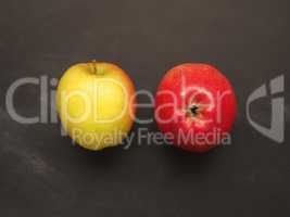 Organic apples on a chalkboard
