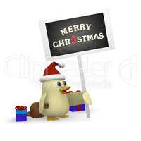Christmas information, Santa bird with sign