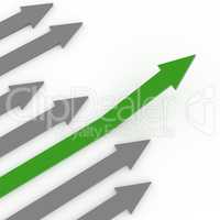 Green rising arrow on white