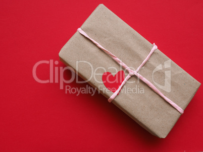 Gift box with a red heart shape