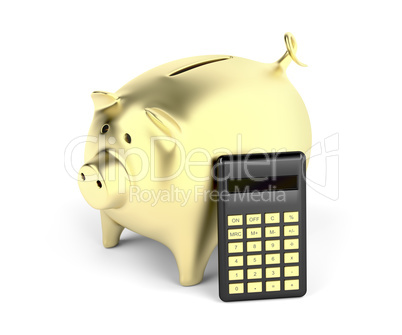 Piggy bank and calculator