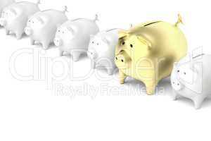 Row with piggy banks