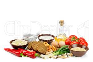 Set of natural products isolated on white background. Healthy fo