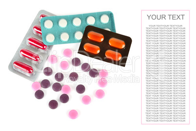 Assorted pharmaceutical medicine pills, tablets and capsules iso