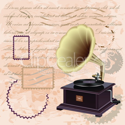 Vintage background with music gramophone