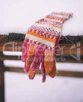 winter knitted multicolored mittens