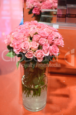 Bouquet of beautiful spring flowers in interior, close up, for women to Valentine's day