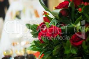 Bouquet of beautiful spring flowers in interior, close up, for women to Valentine's day