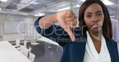 businesswoman with thumbs down