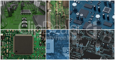 pcb collage, computer hardware collage