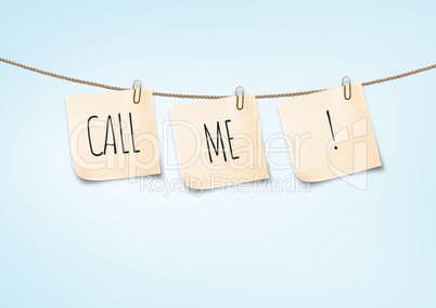 call me text on post it on wash line