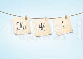call me text on post it on wash line