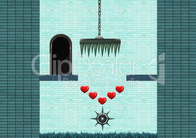 Computer Game Level with hearts and traps