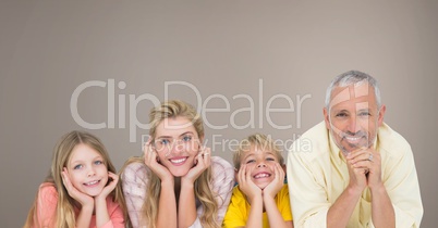 Family together with brown background