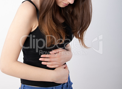 girl with stomach ache