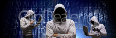 Anonymous hackers with computer code binary interface