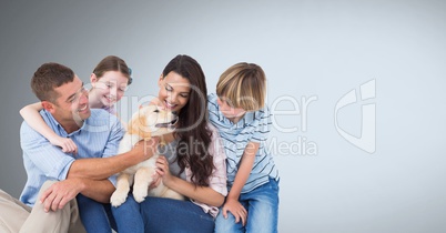 Family happy together with grey background