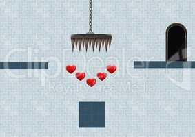 Computer Game Level with hearts and trap