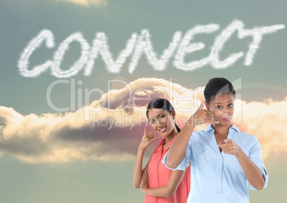 womans smiling with ring me sign