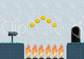 Computer Game Level with coins and traps