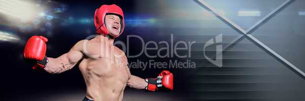 Boxer man with bright lights