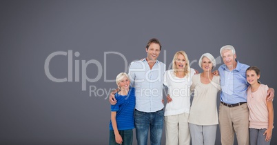Family generations together with grey background