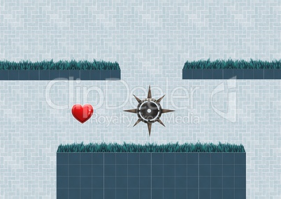 Computer Game Level with heart and trap