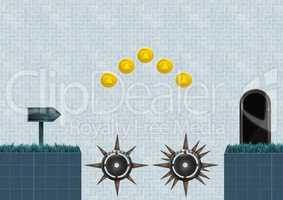 Computer Game Level with coins and traps