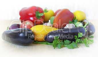 A variety of vegetables on a white background .